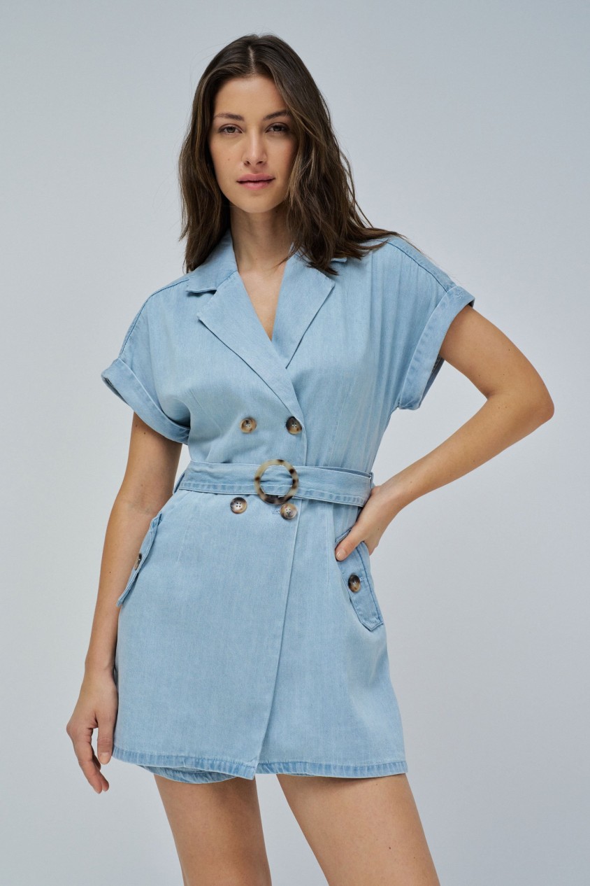 SHORT JUMPSUIT IN LIGHTDENIM