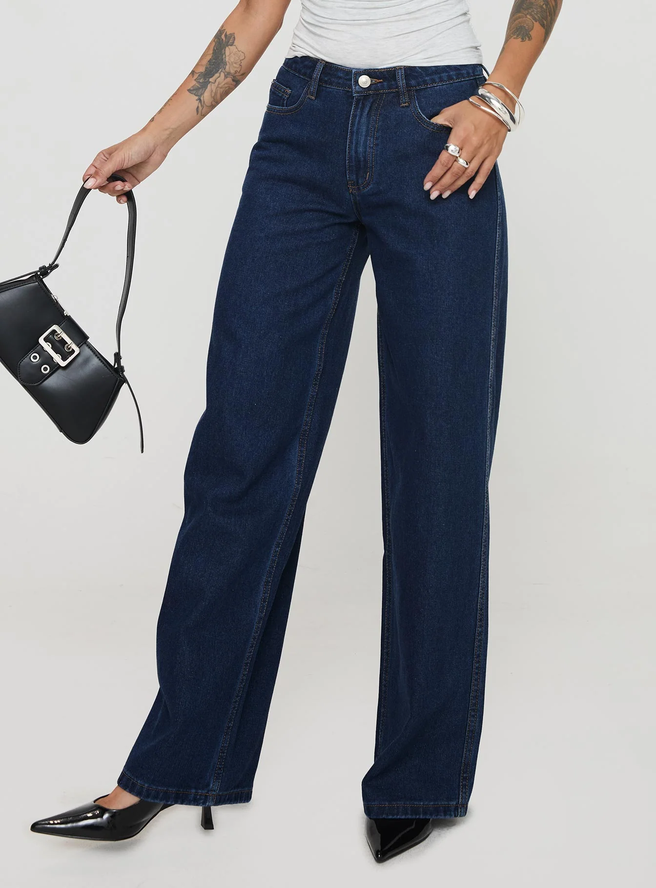 Maryanne Mid Rise Straight Leg Jeans Dark Wash