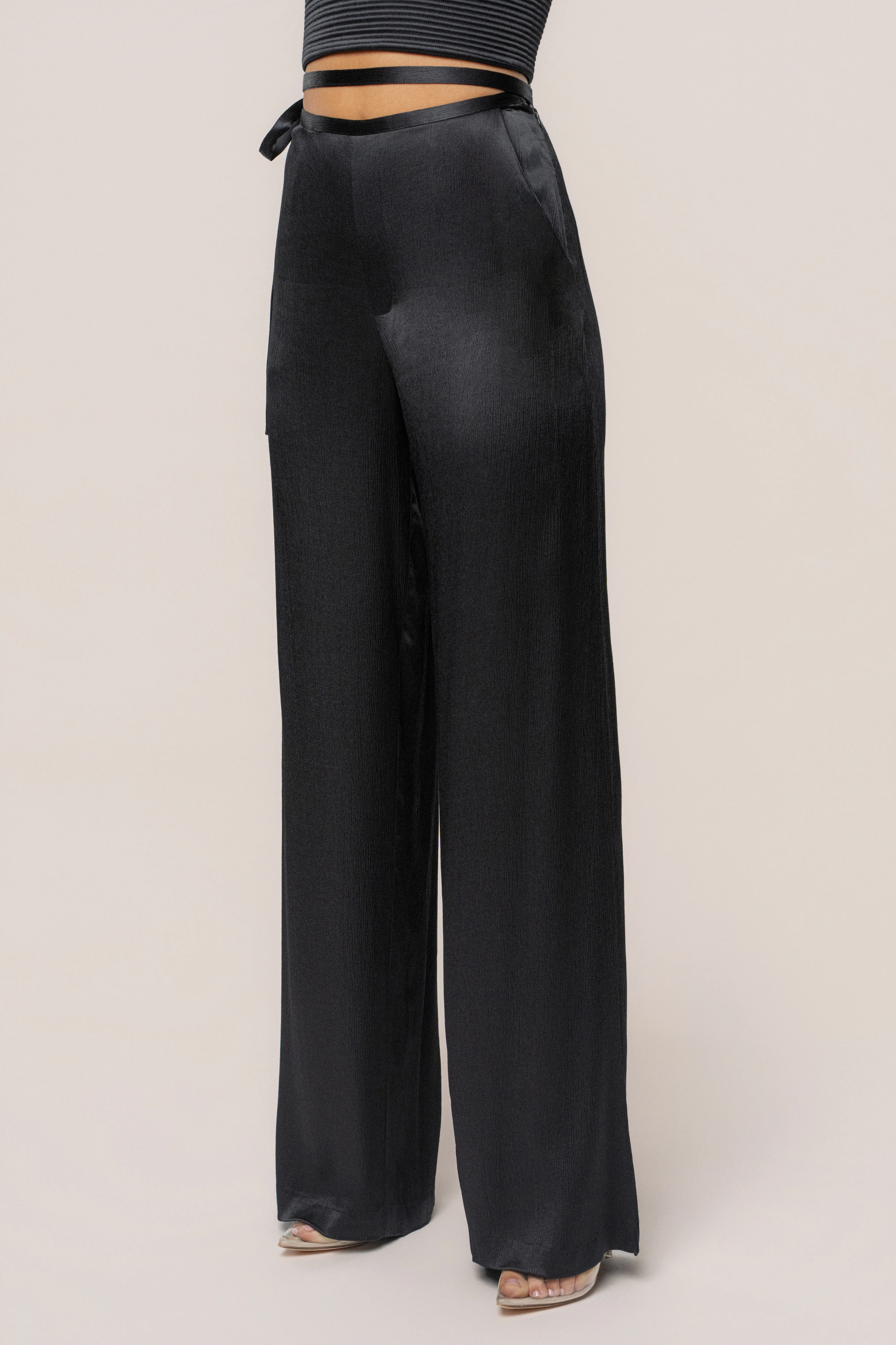 Black Deserae Satin Pants