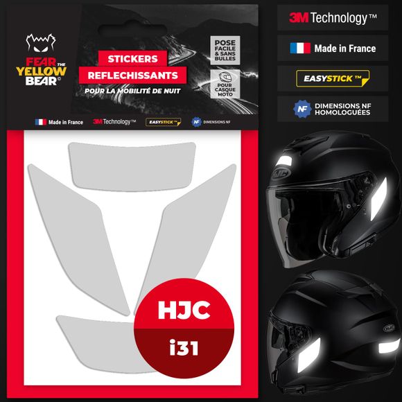 Fear The Yellow Bear REPLICA HJC I31 Reflective Stickers - WhiteRef: FYB0036