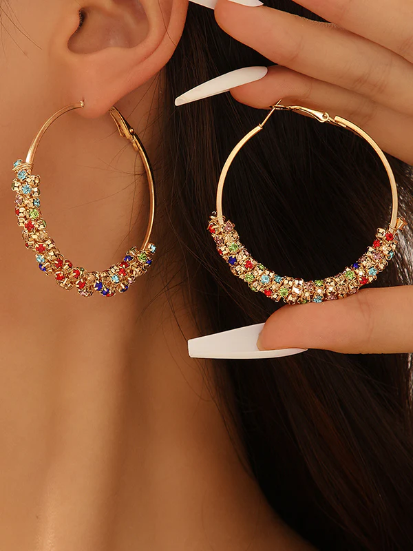 Geometric Rhine Stones Drop Earrings