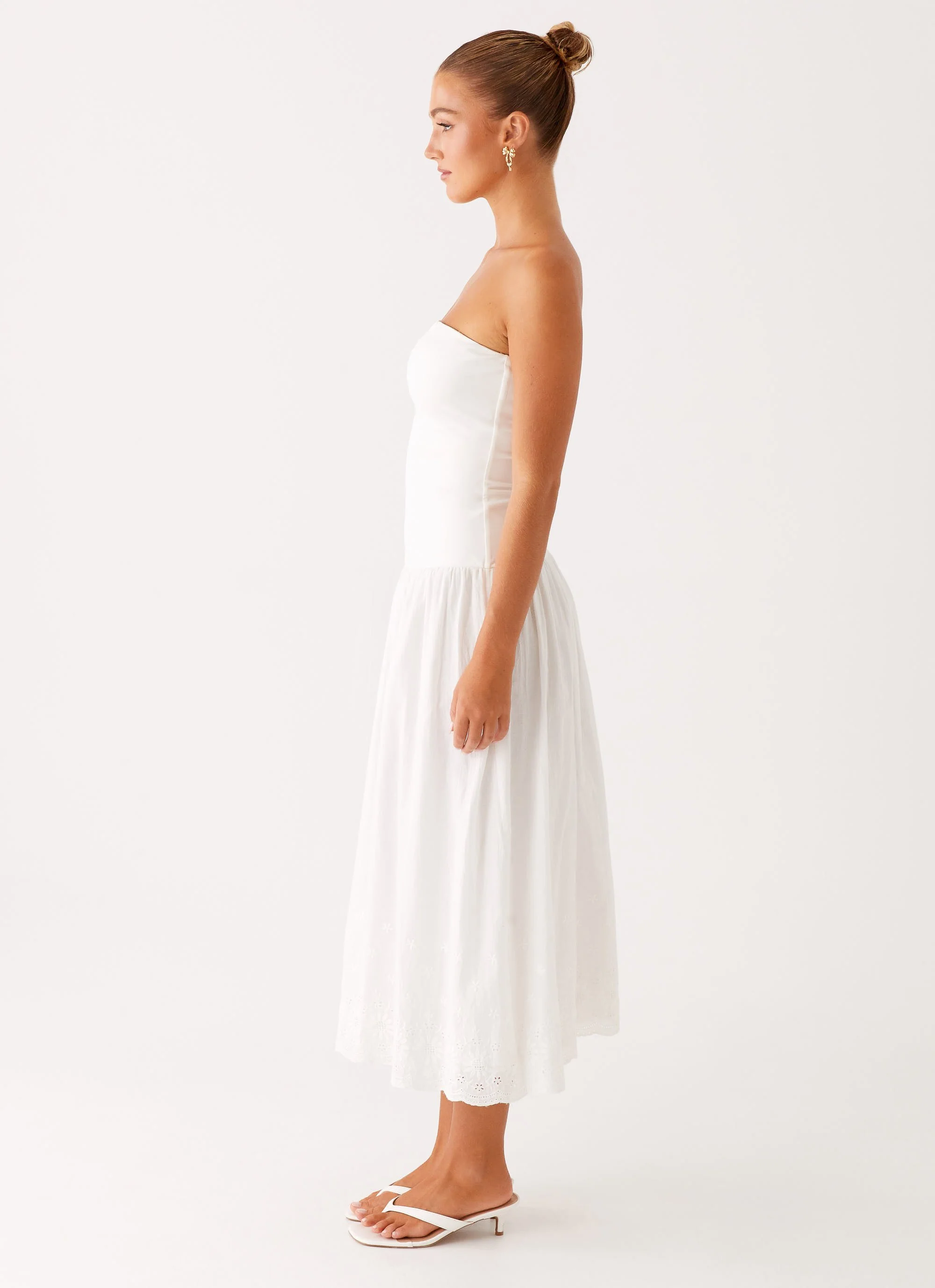 Cherry Skies Midi Dress - White