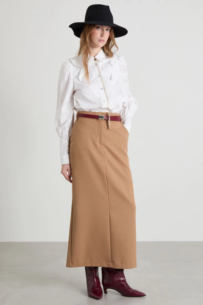 Cavalry twill column skirt - BEIGE