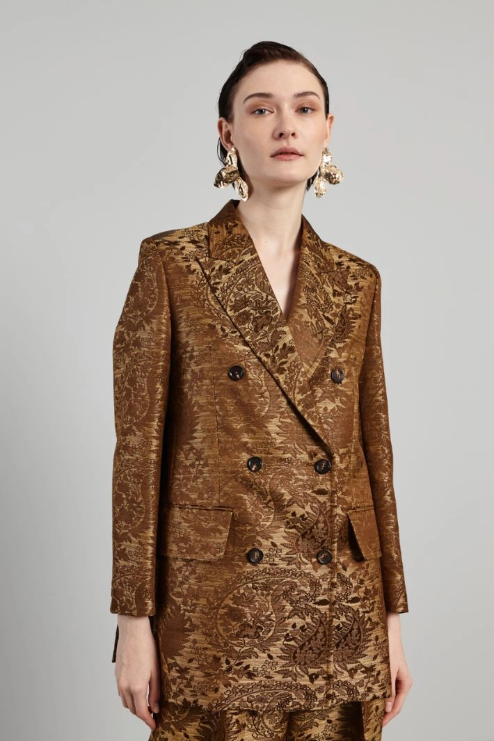 Double-breasted blazer in jacquard wool - BRONZE