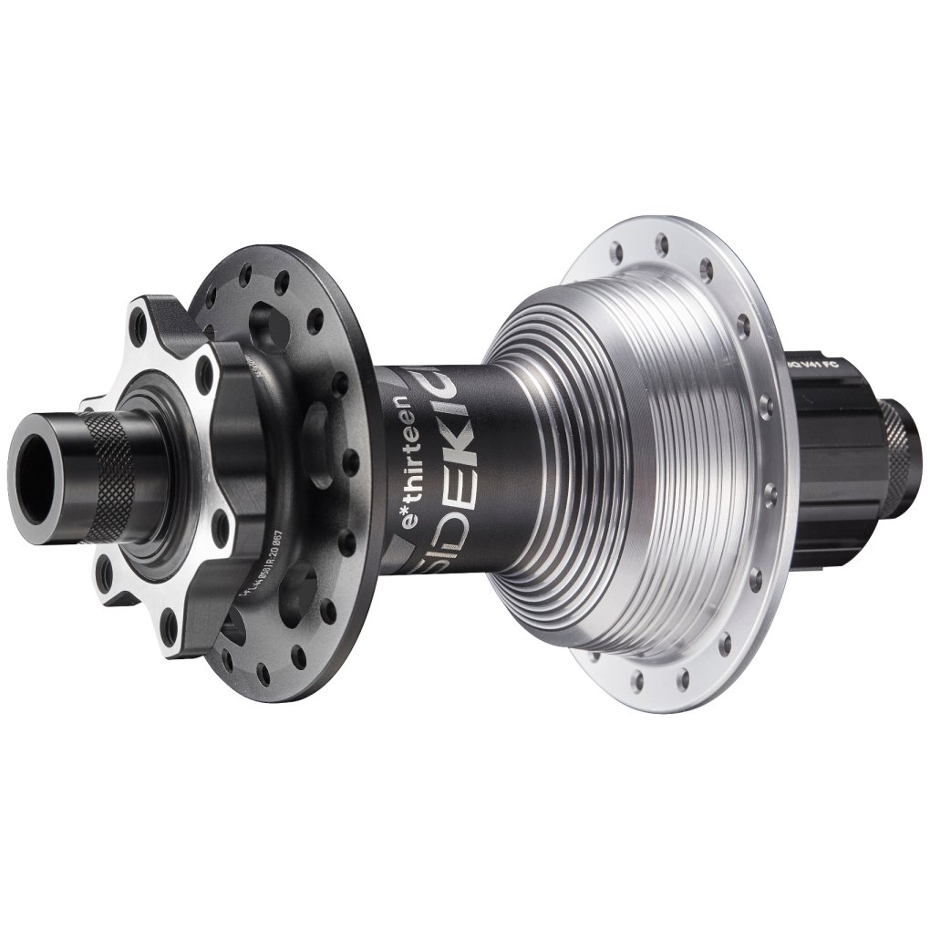 e*thirteen Sidekick Rear Hub - Downhill | 6-Bolt | 12x148mm - Mini HG - black/sterling silver