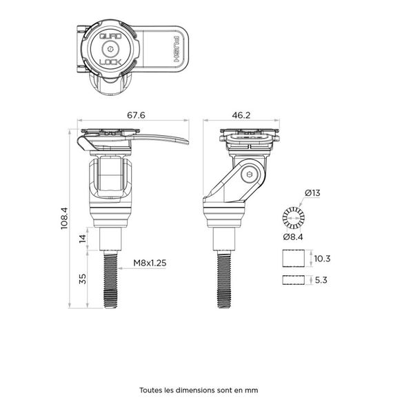 Quad Lock Phone Mount with Threaded Stem - BlackRef: QDL0256 / 1126498