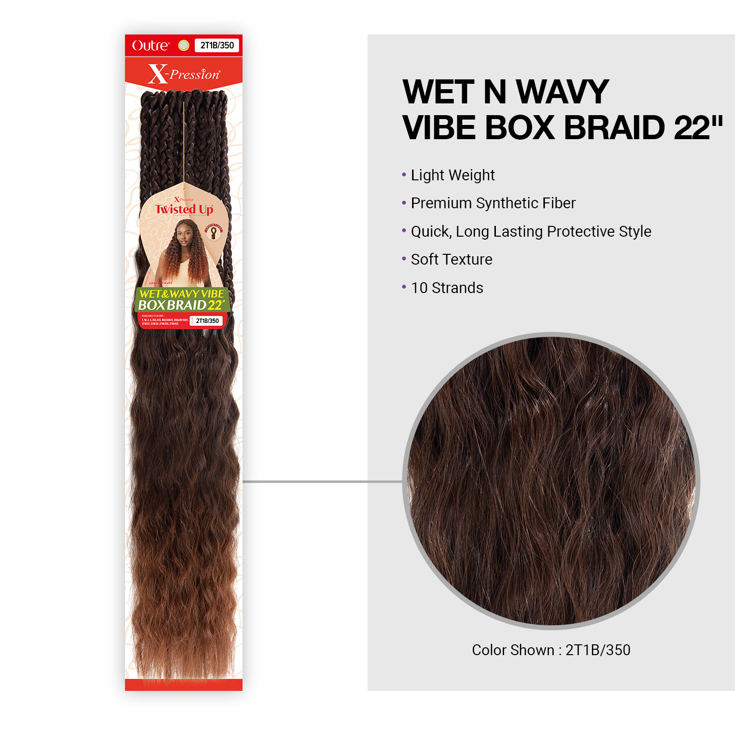 Outre Crochet Braids X-Pression Twisted Up Wet N Wavy Vibe Box Braid 22