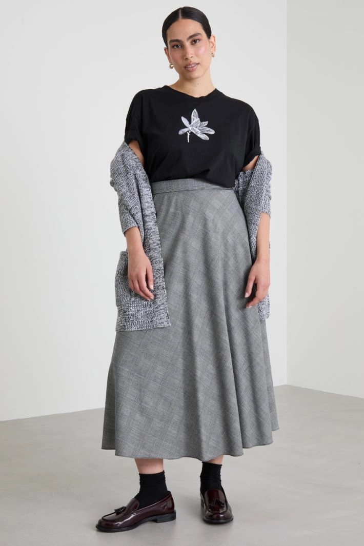 Embroidered jersey T-shirt - BLACK