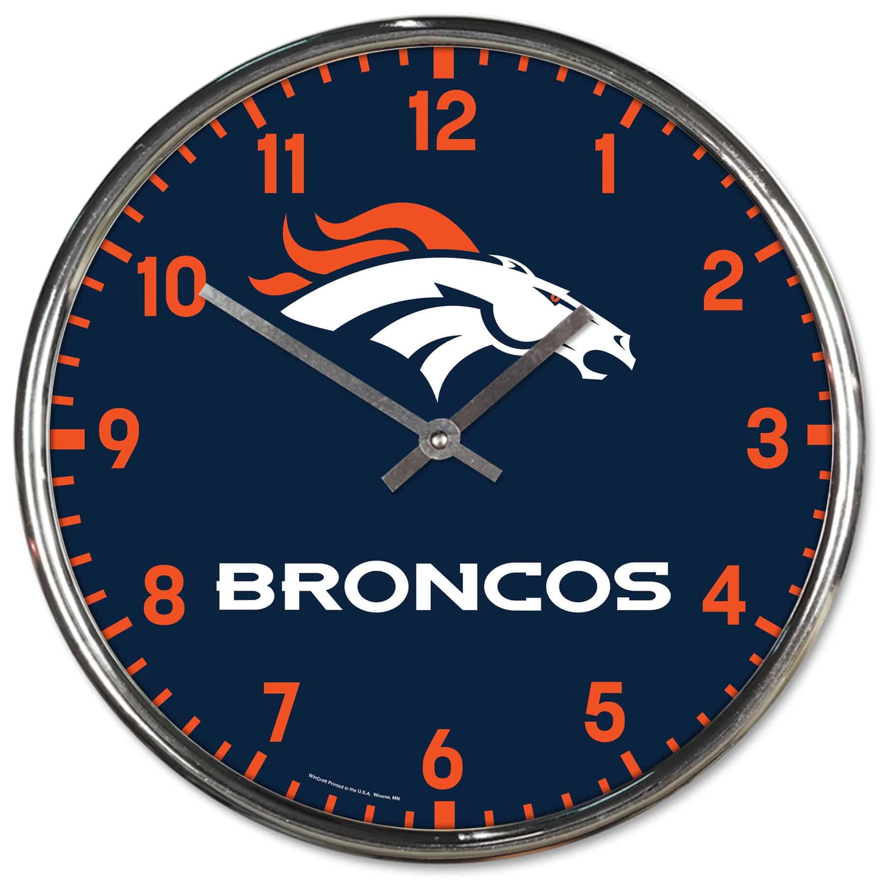 Denver Broncos Chrome NFL Team Design Wall Clock