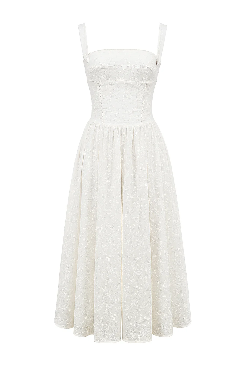 white broderie anglais midi sundress