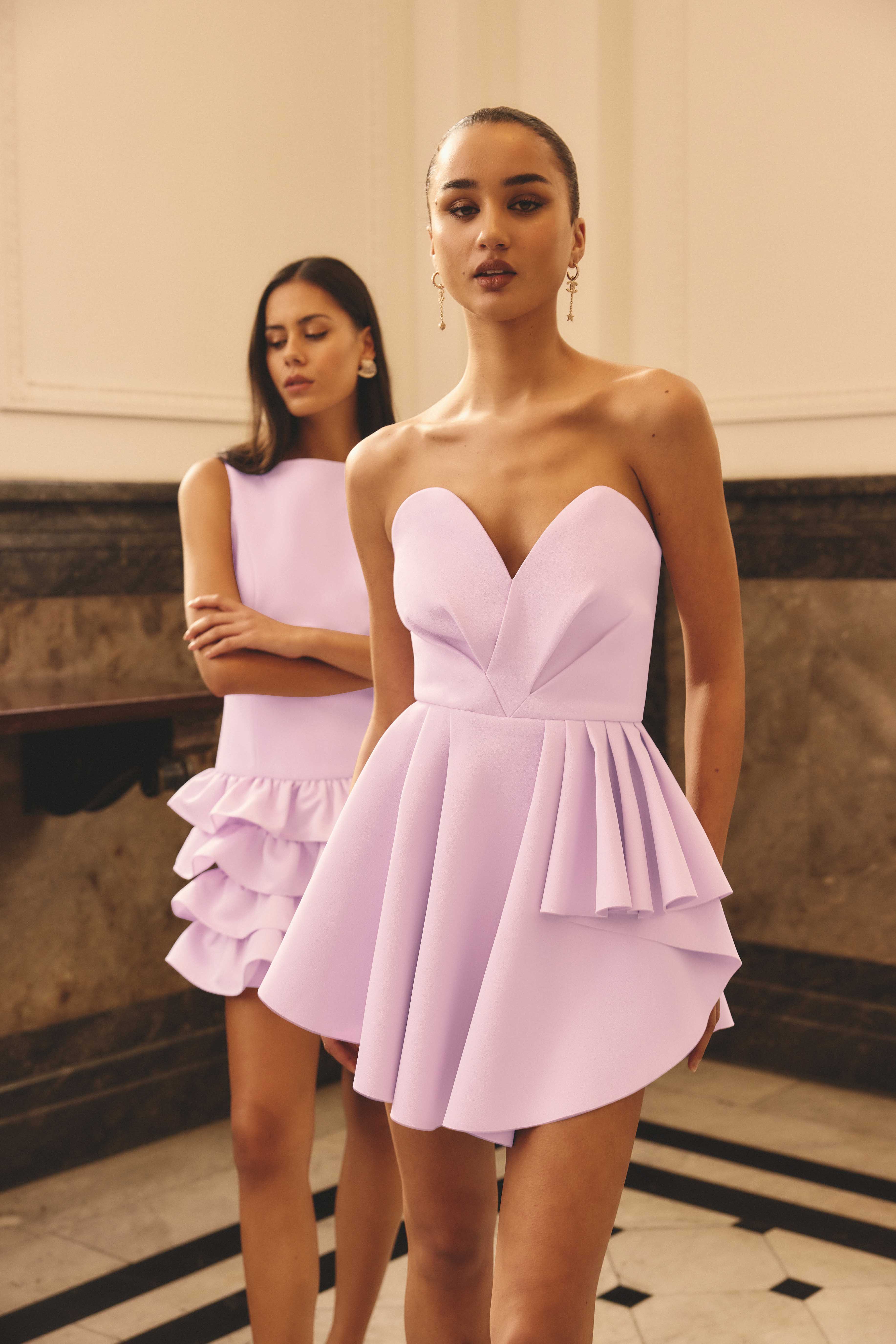 Saphine Frill Mini Dress in Pink