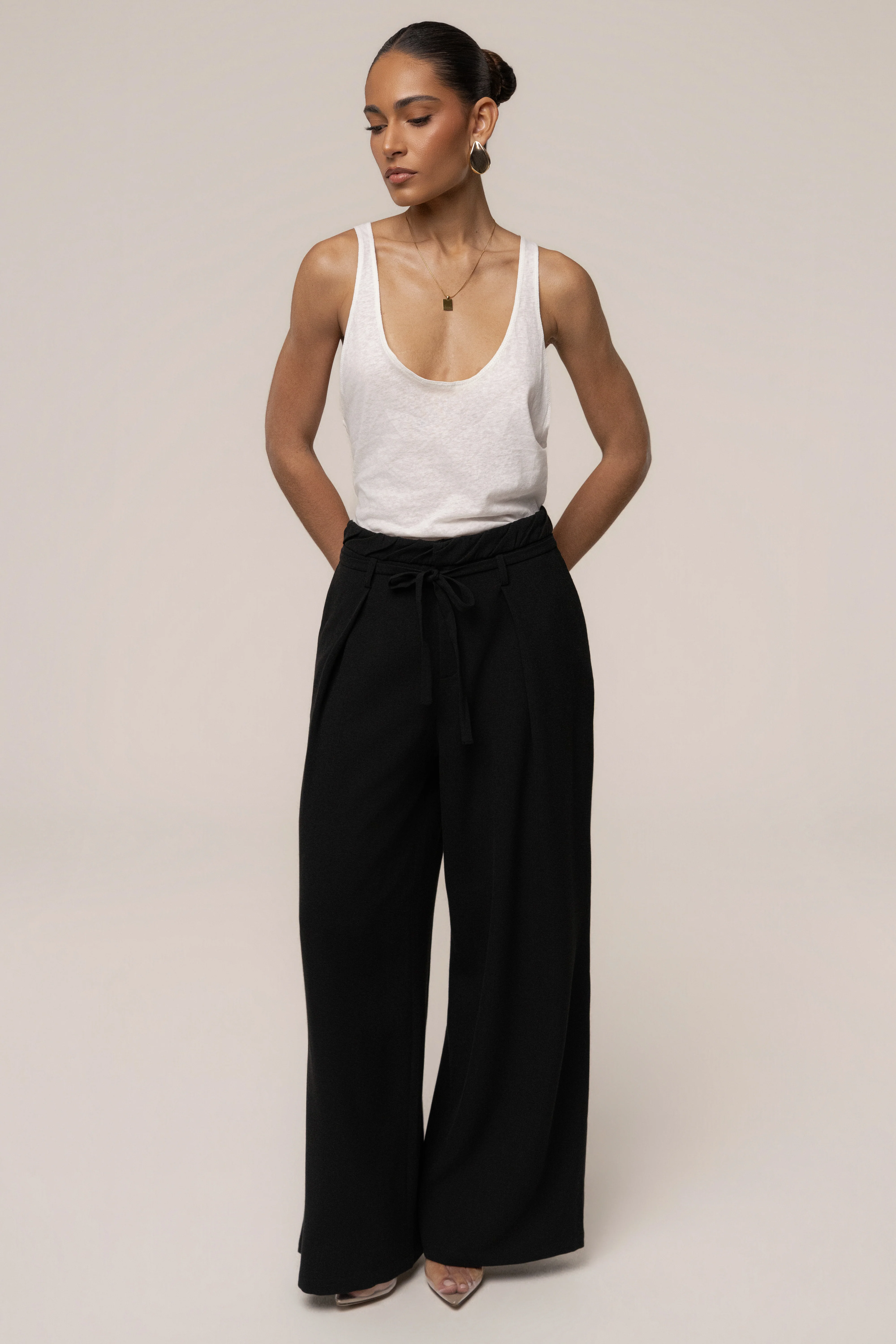 Black Refined Ease Wide Leg Pants