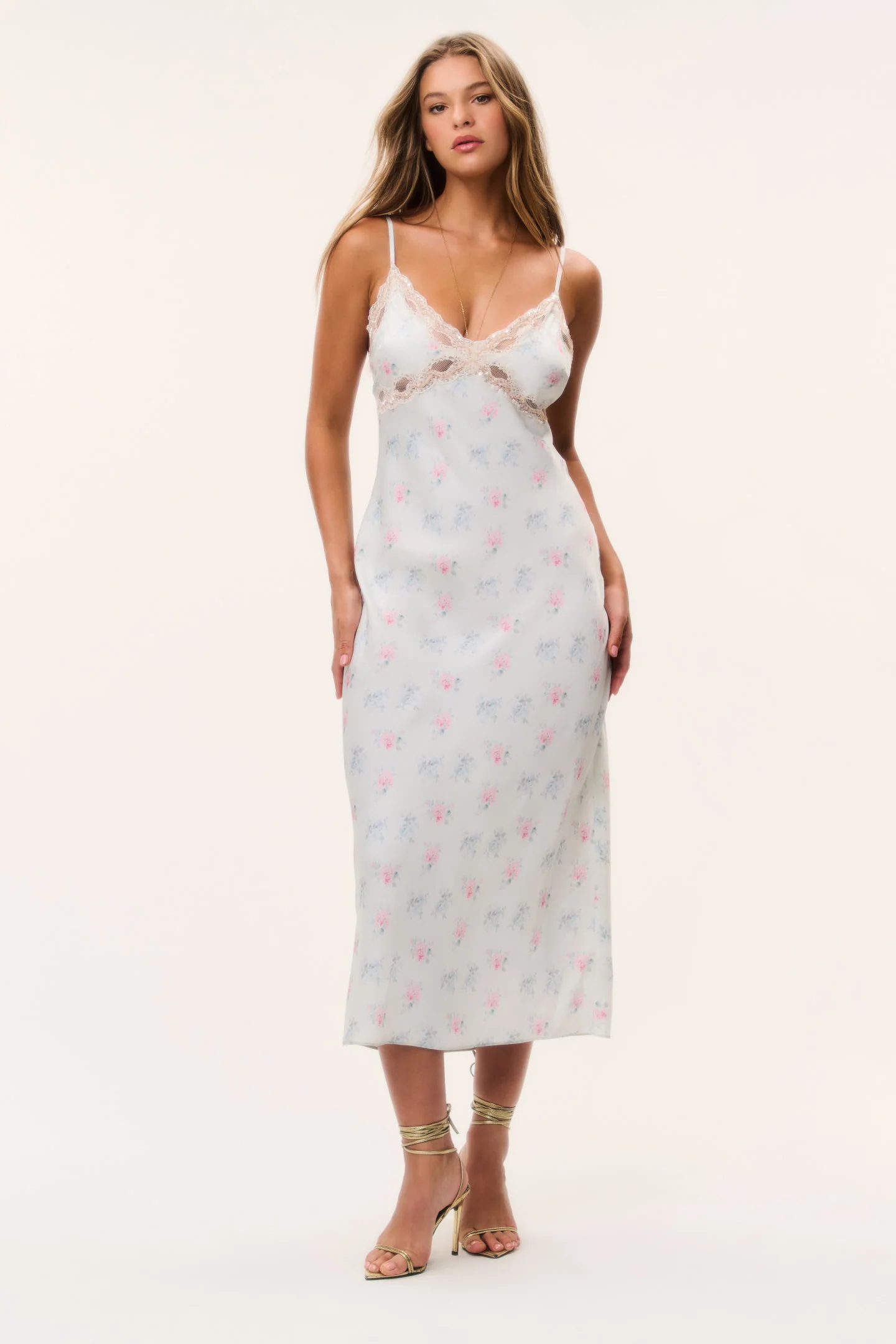 Idris Floral Satin Midi Dress