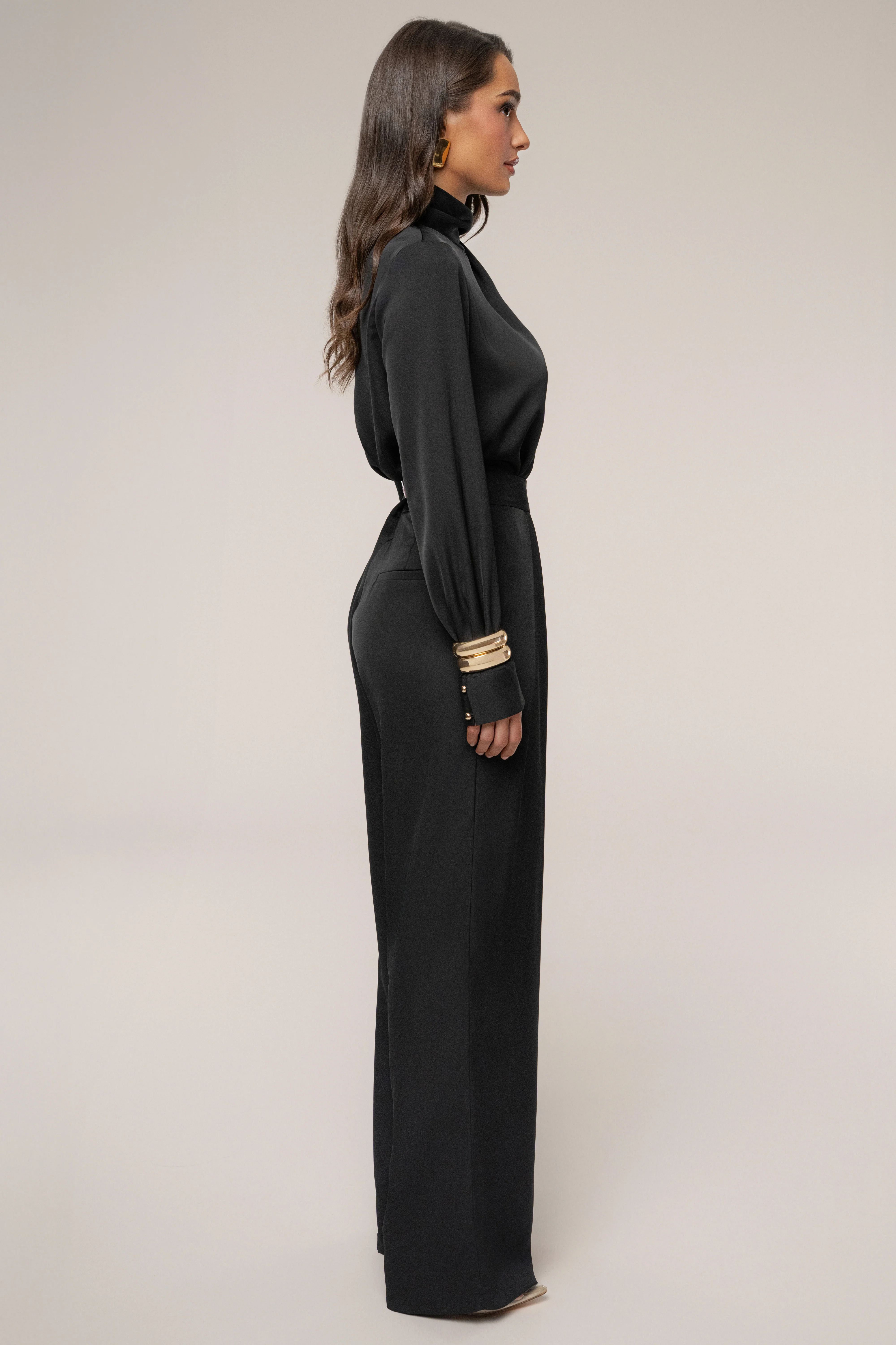 Black Alexa Satin Blouse