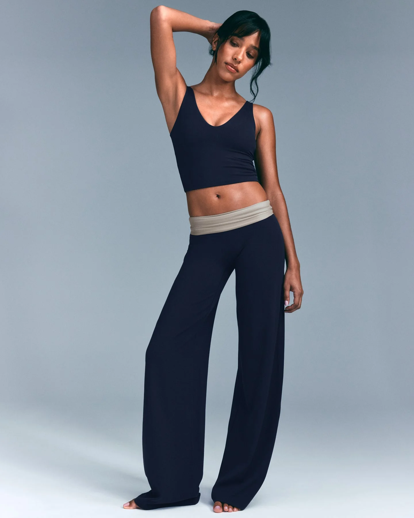 SoftMotion™ Straight Leg Bottoms with Grey Logo | True Blue