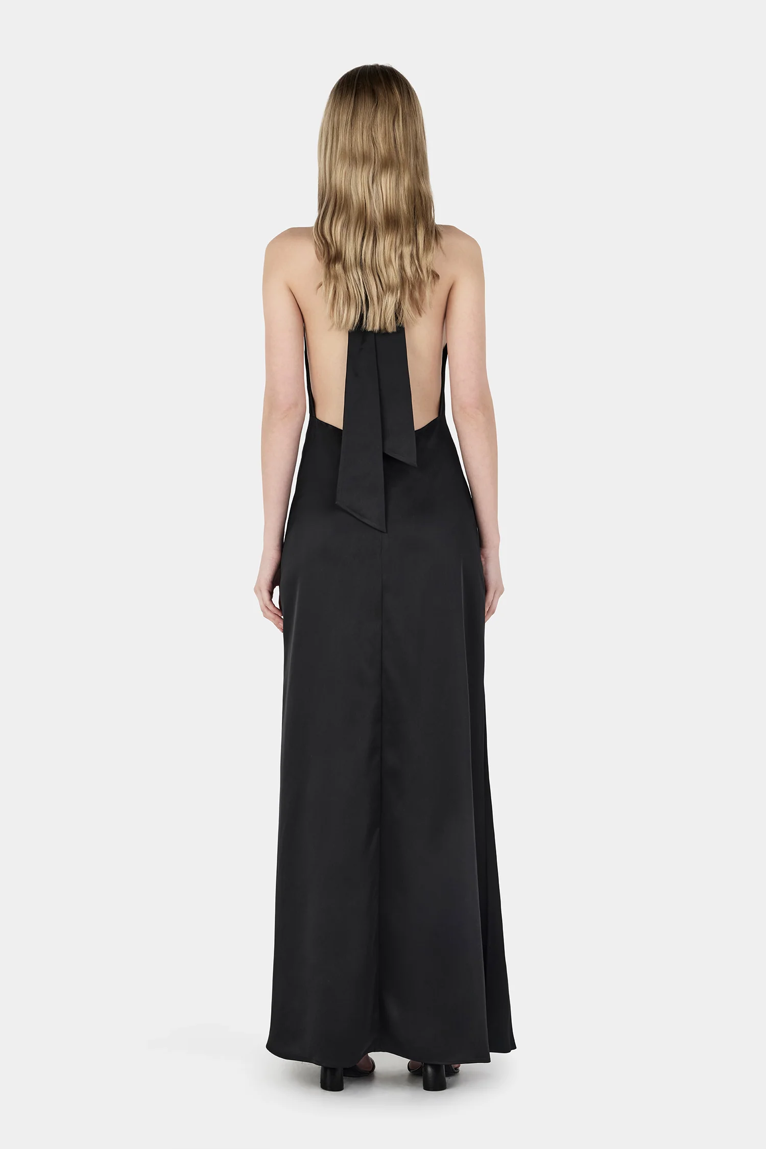 Petra Satin Backless Gown Black