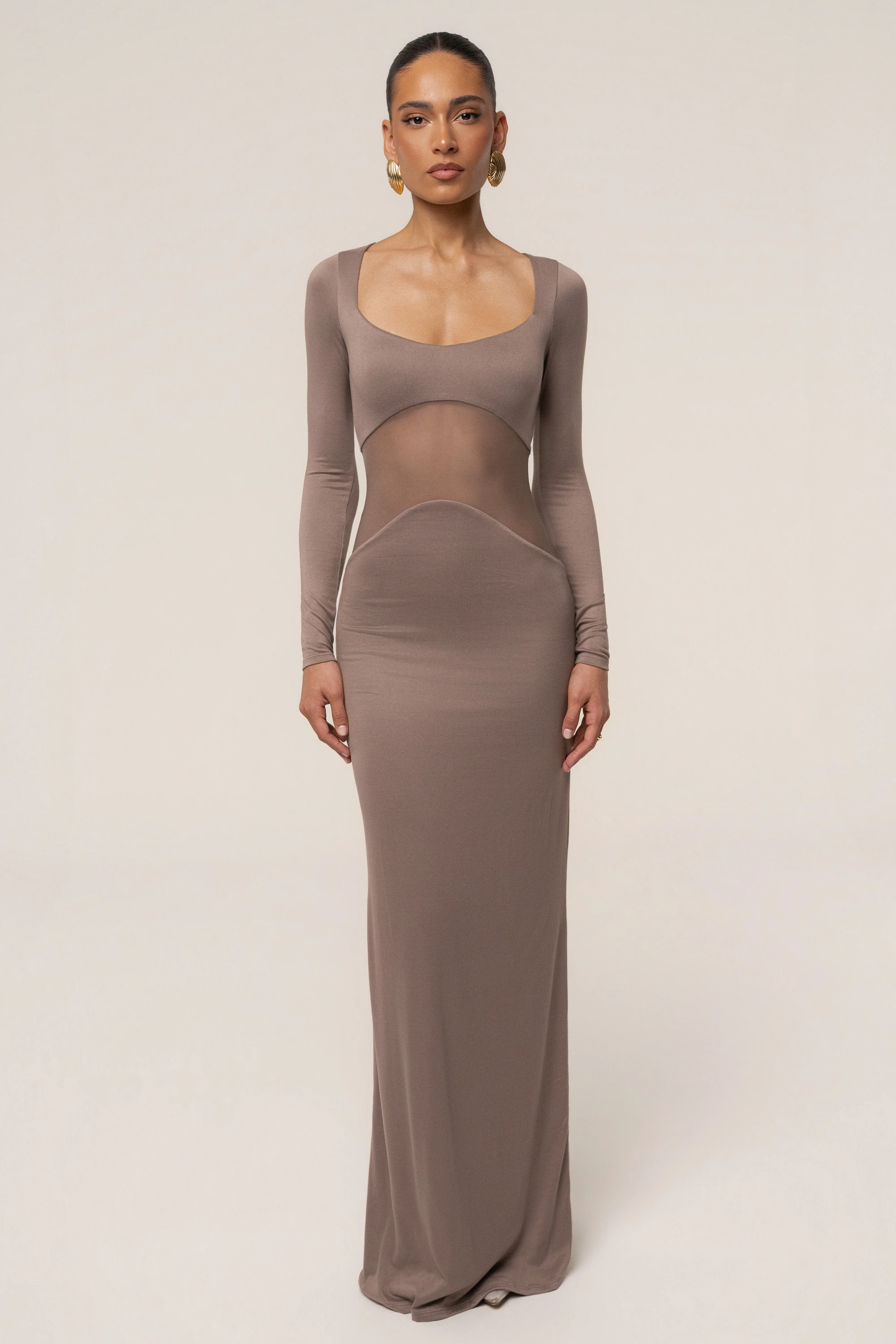 Mocha Glitz Hour Maxi Dress