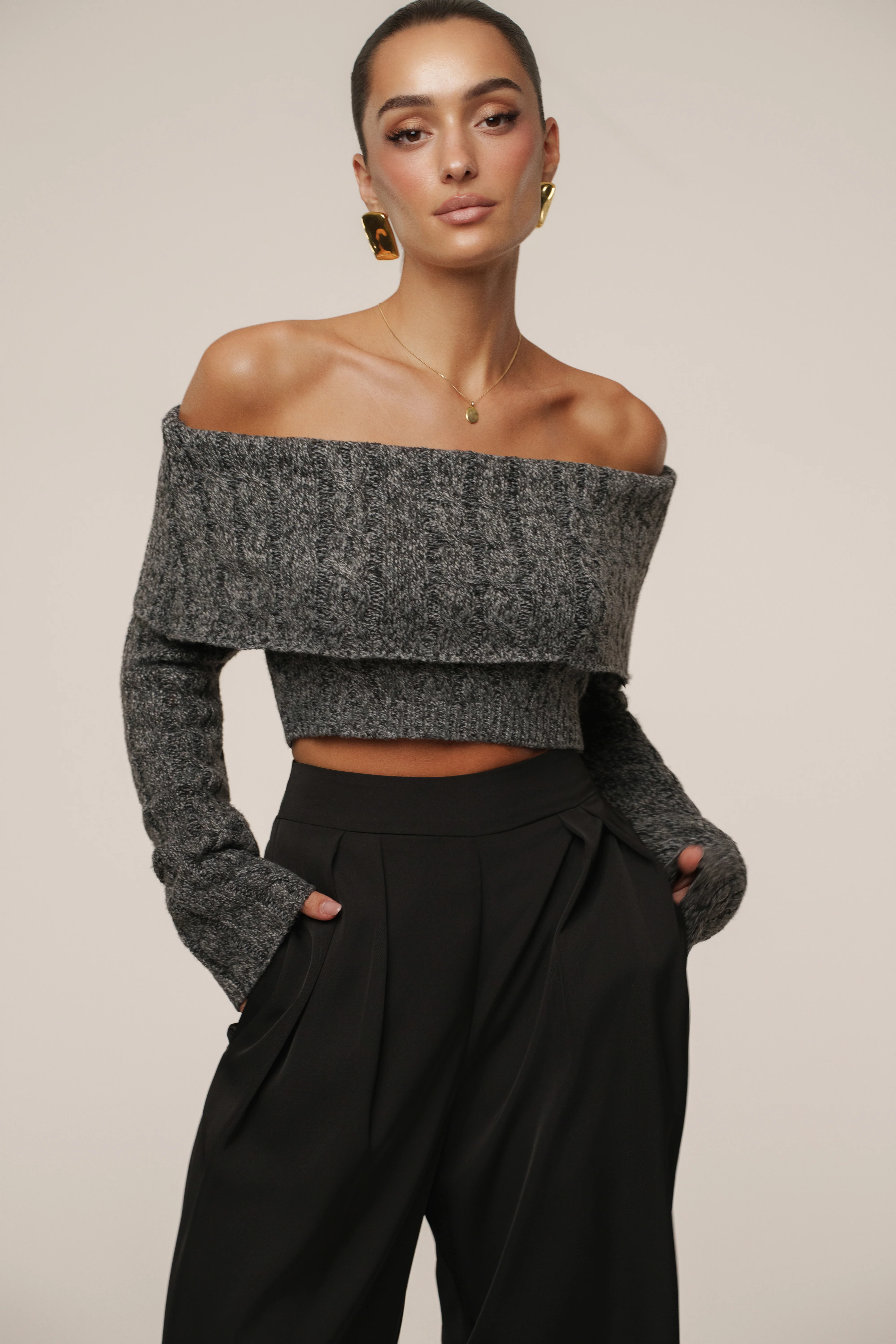 Grey Off Duty Sweater Top