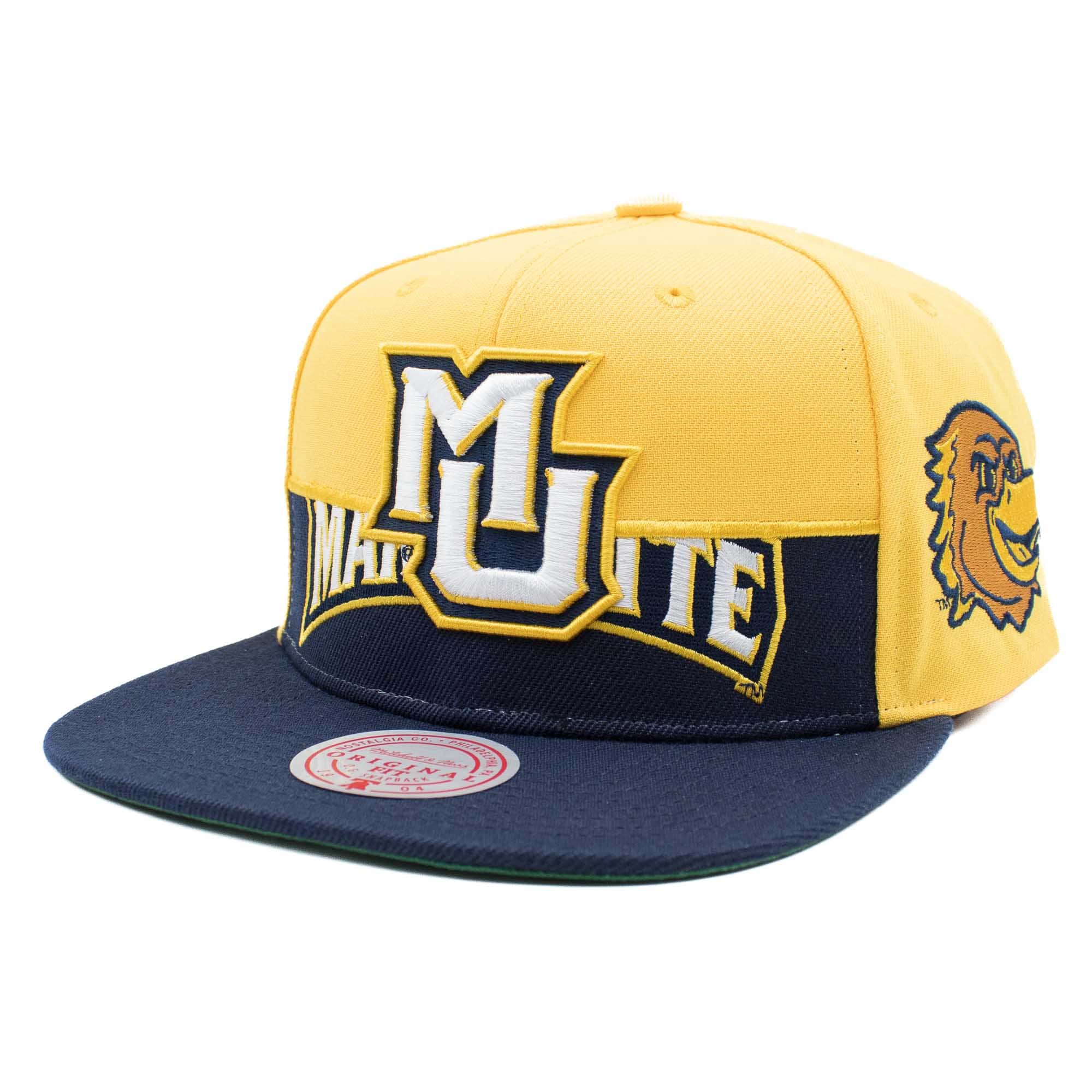 Marquette Golden Eagles Half N Half Snapback NCAA Cap Yellow