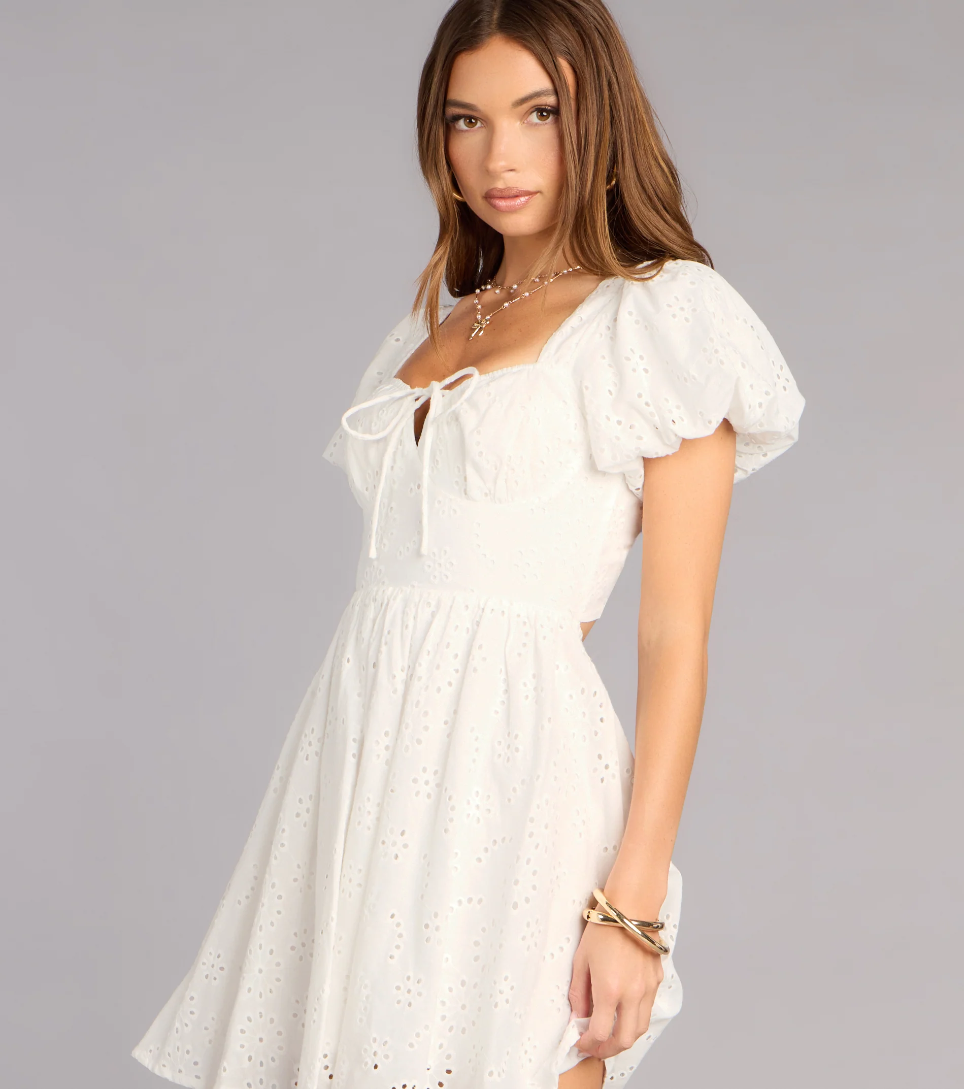 Charmed Life Eyelet Skater Mini Dress