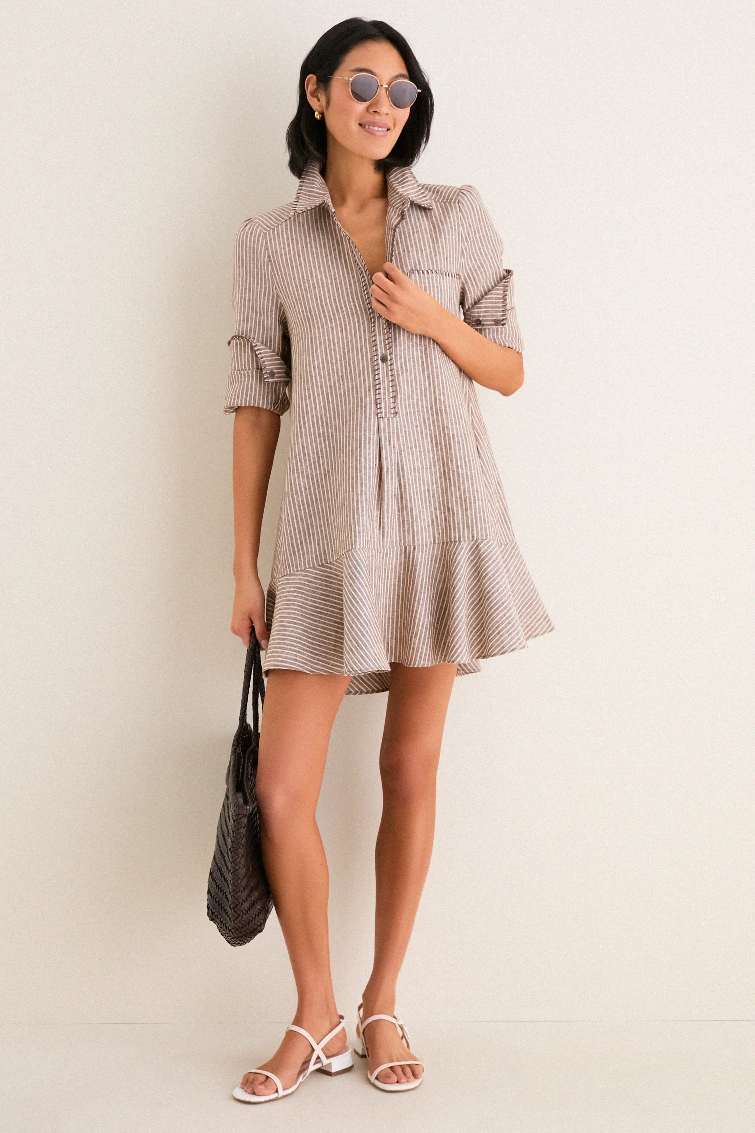 Cafe Stripe Whipstitch Callahan Shirt Dress