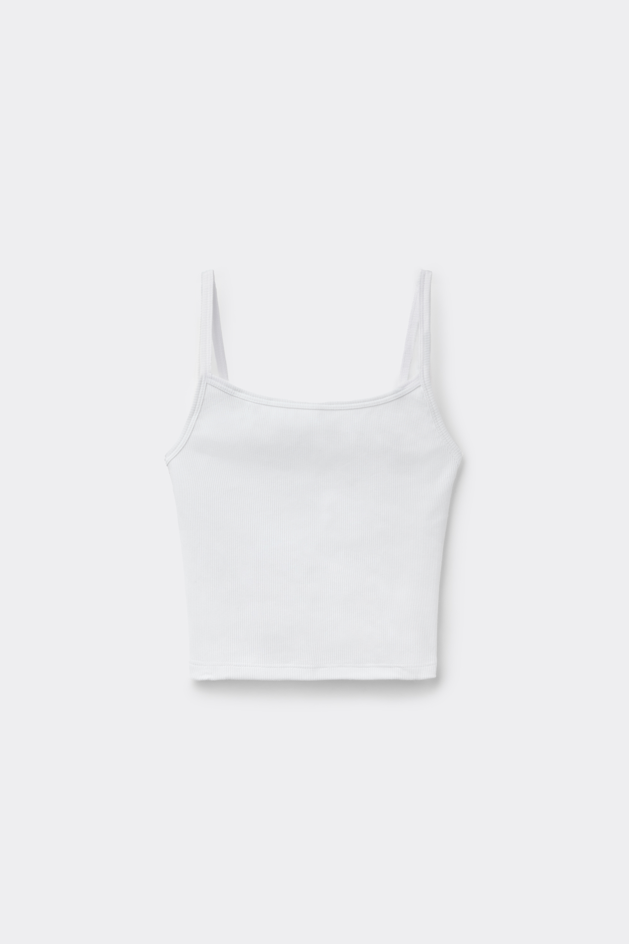 Ribbed Cotton Crop Top with Thin Straps