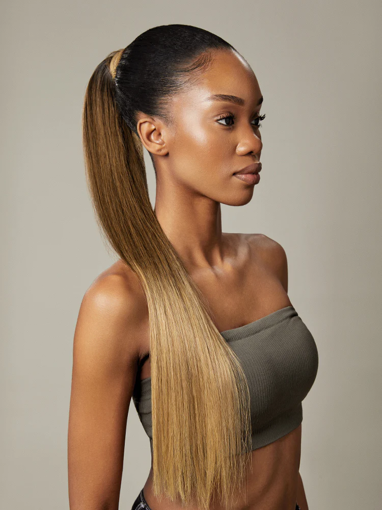 Frodio Ponypop 3 Tone Ombre Seamless Straight Wrap Around Ponytail Human Hair- Ombre