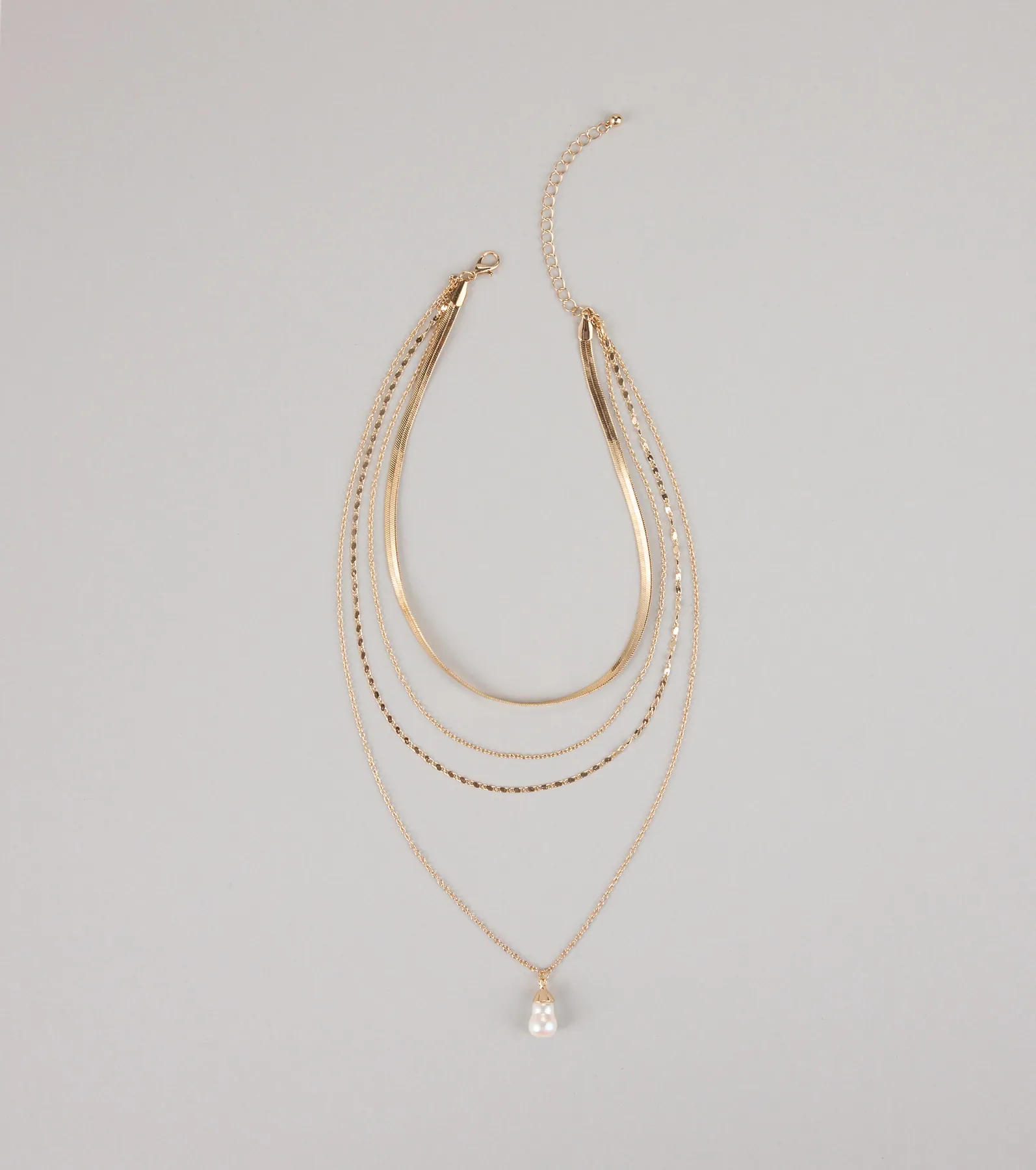 Layered Up Pearl Charm Chain Necklace
