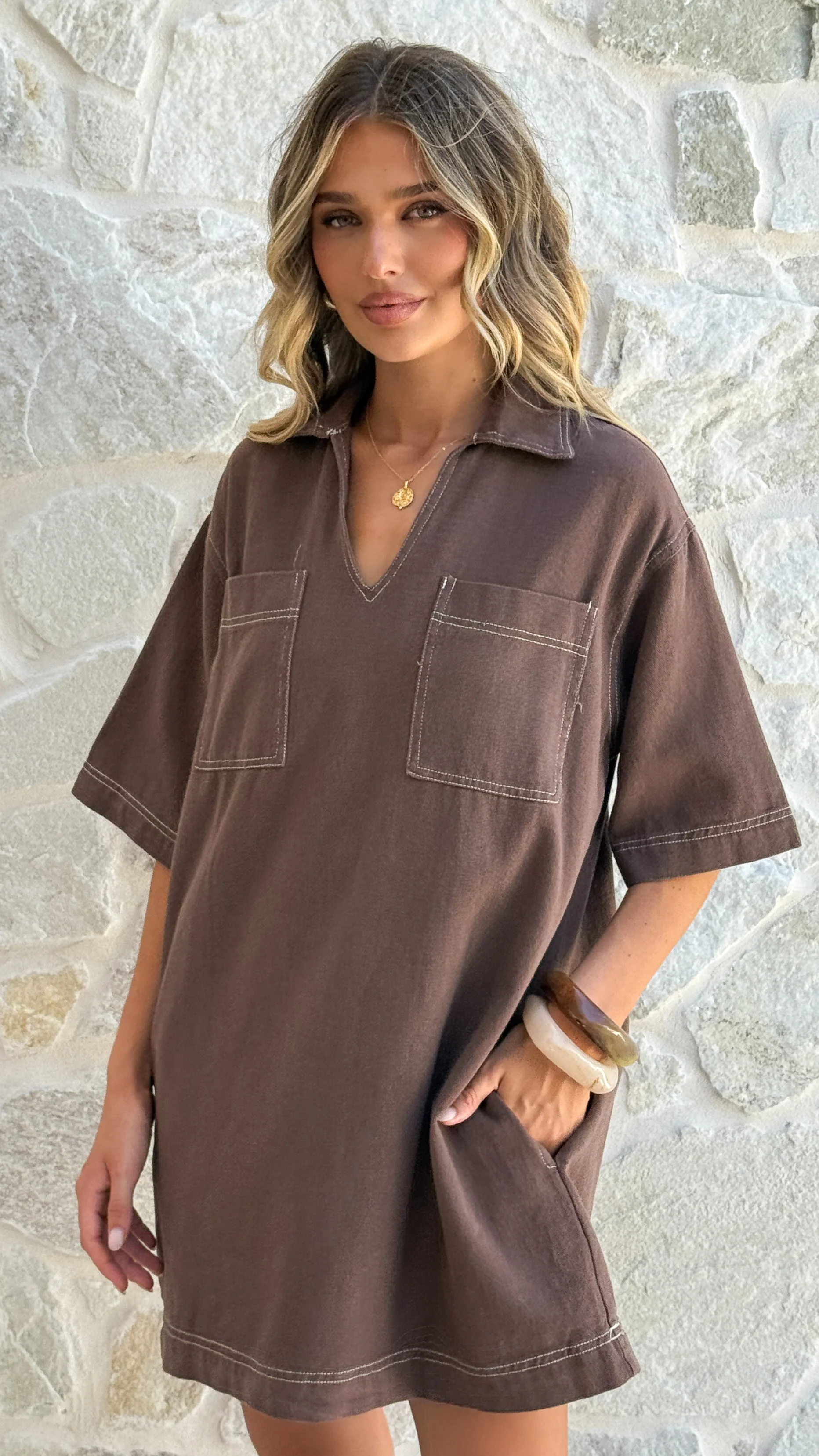 Ilia Denim Mini Dress - Chocolate