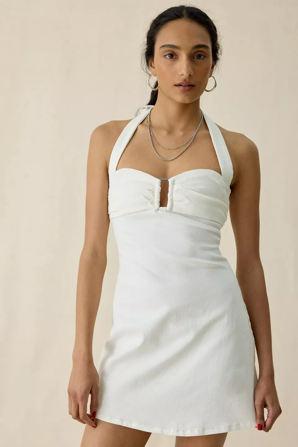 UO Hold Me Close Keyhole Halter Mini Dress