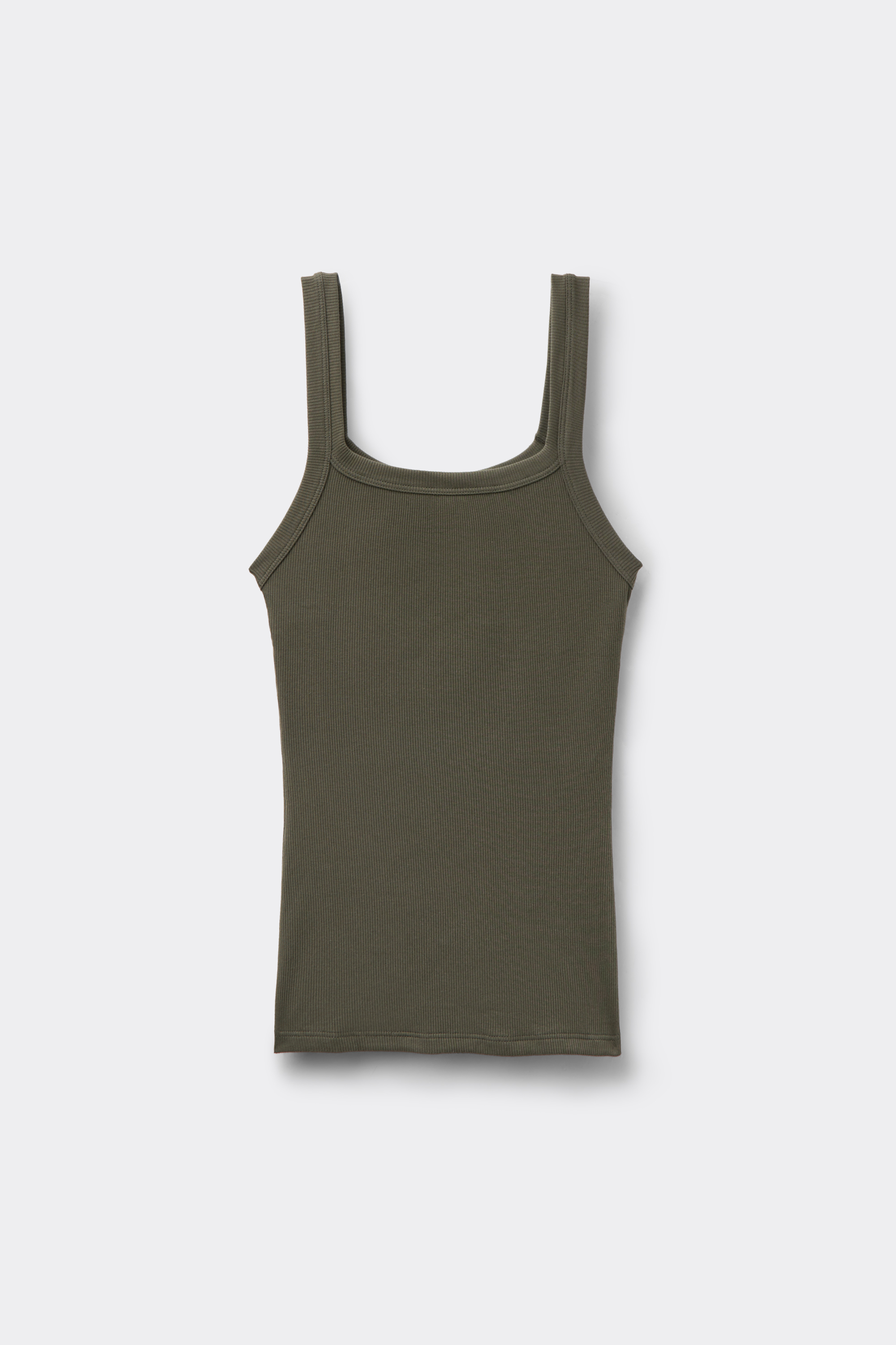 Square Neck Ribbed Cotton Camisole
