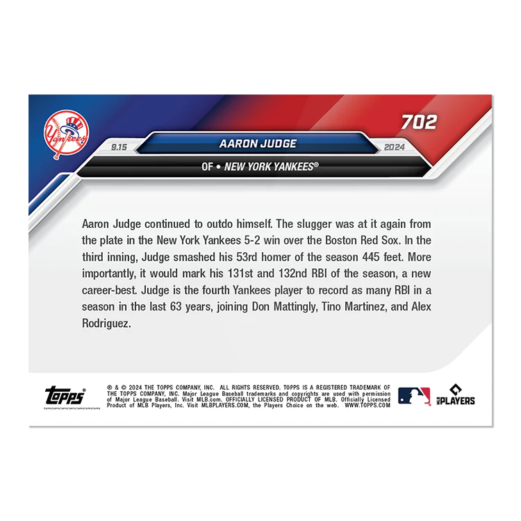 Aaron Judge - 2024 MLB TOPPS NOW® Card 702