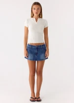 Sebastian Low Rise Denim Mini Skort - Blue Wash