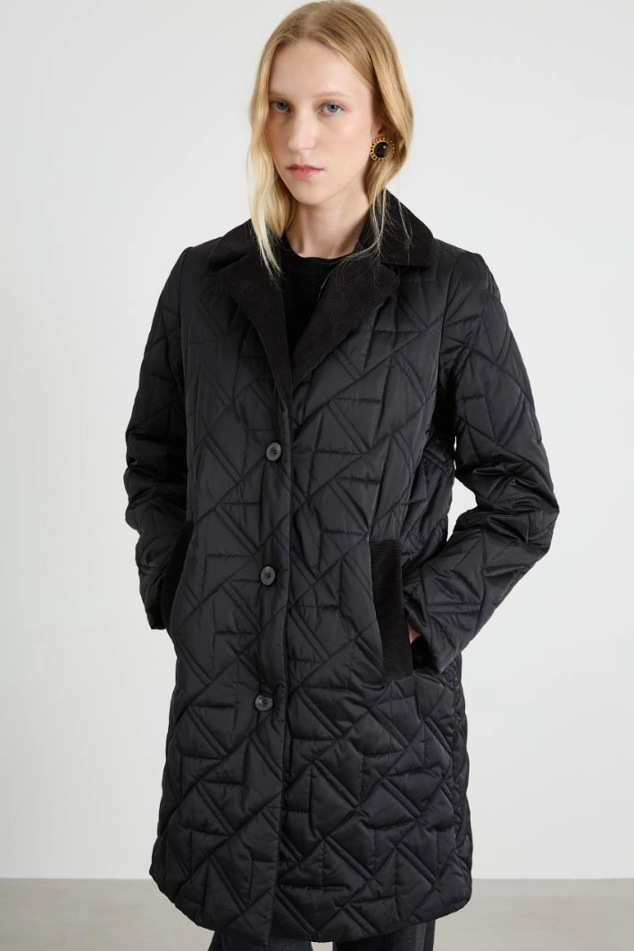 Padded jacket with velvet lapels - BLACK