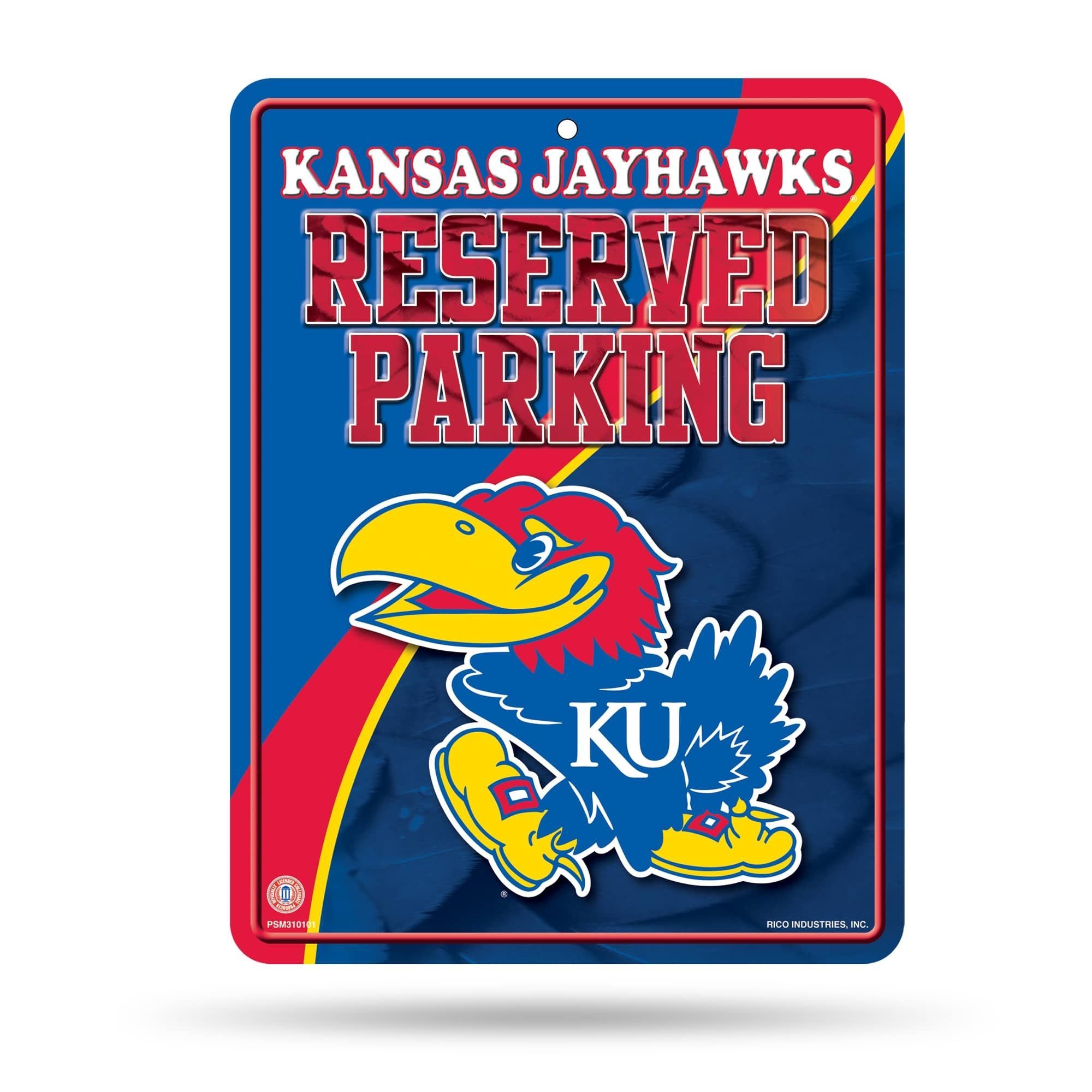 Kansas Jayhawks Reserved Parking NCAA Metal Sign