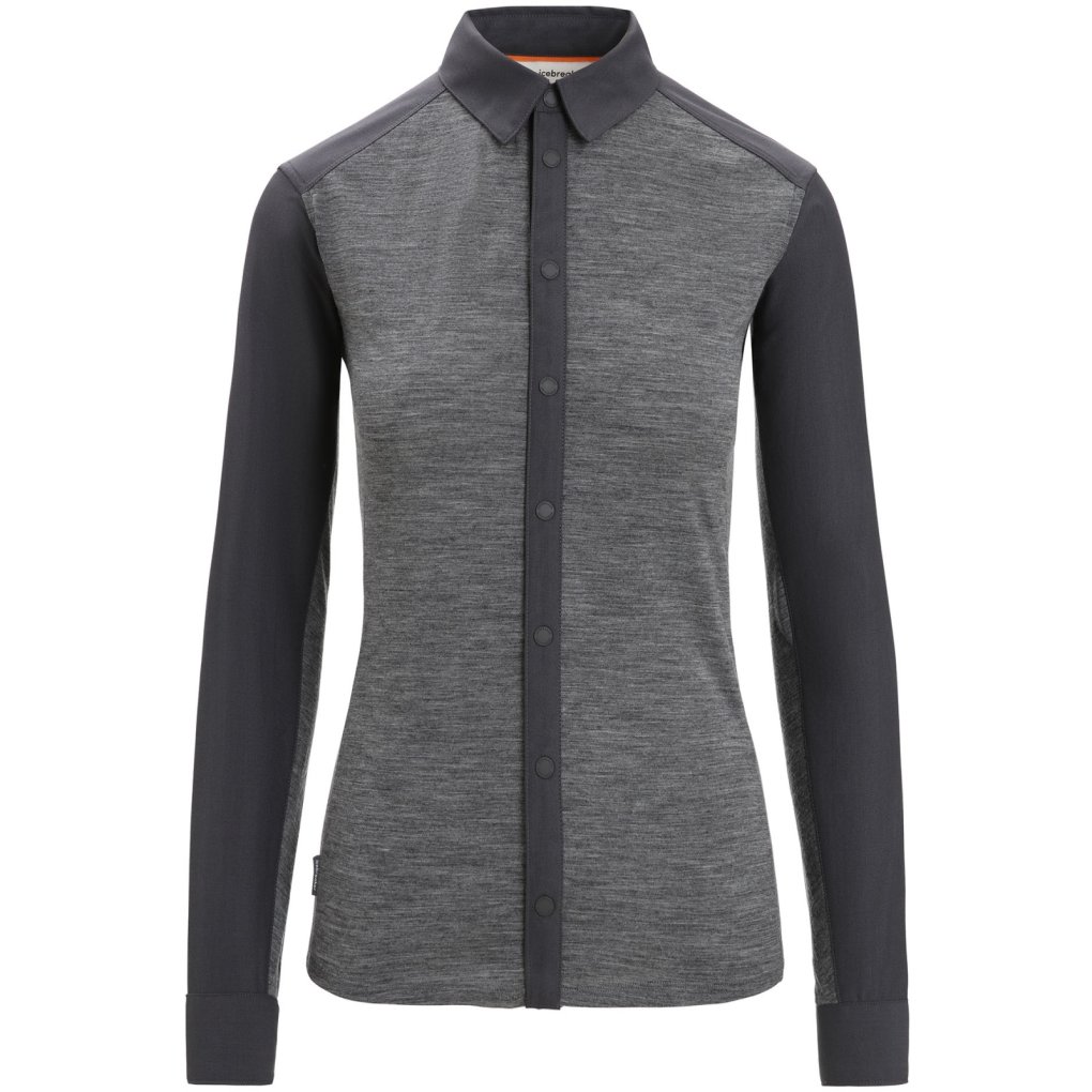 Icebreaker Hike Long Sleeve Shirt Women - Gritstone Hthr/Monsoon