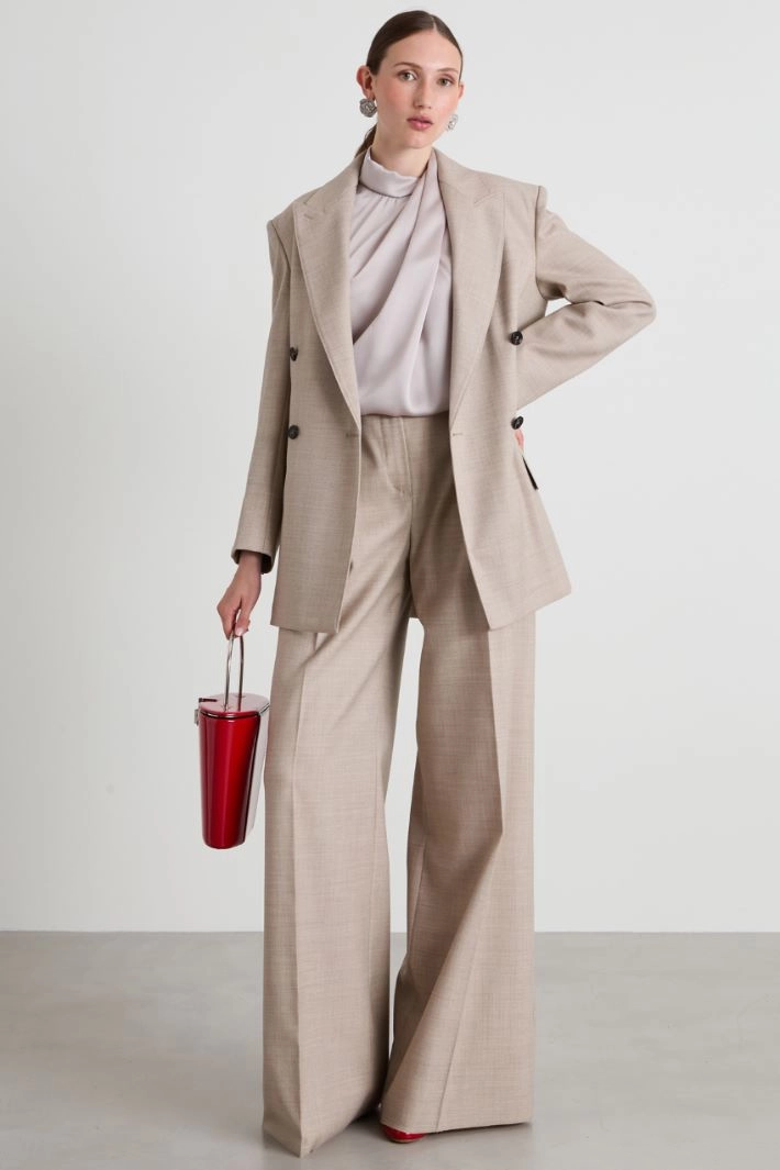Wool palazzo trousers - BEIGE
