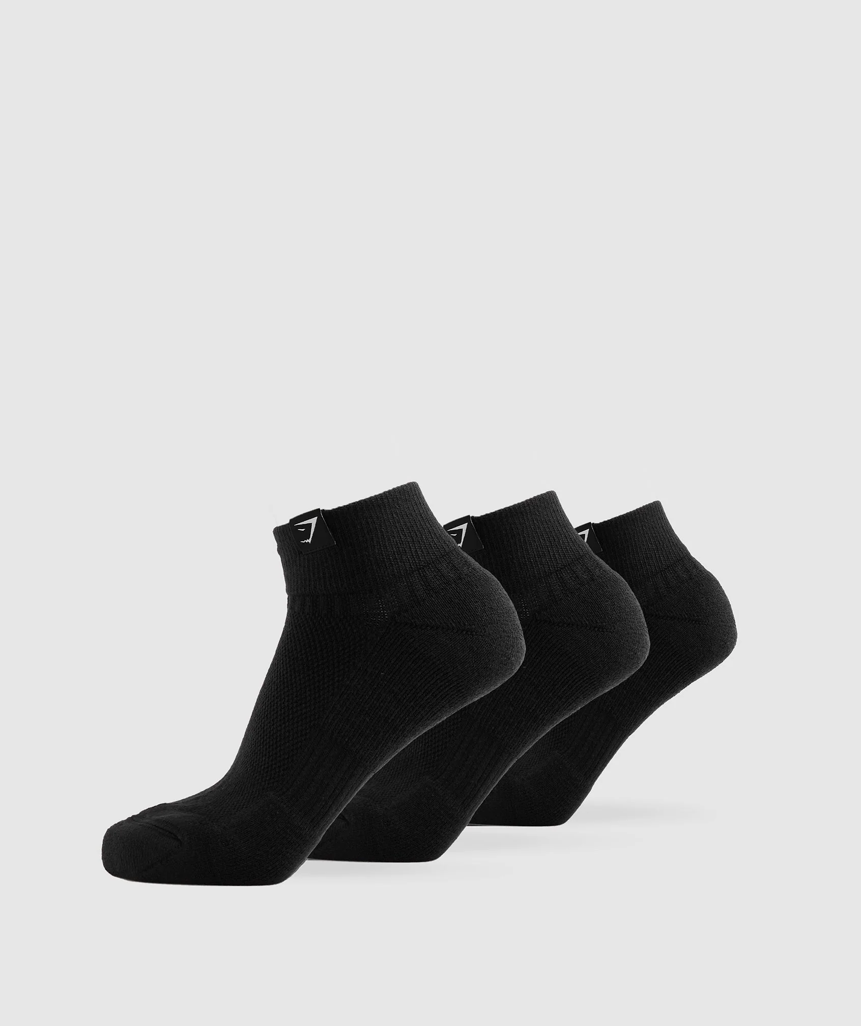 Woven Tab Quarter Socks 3pk Black
