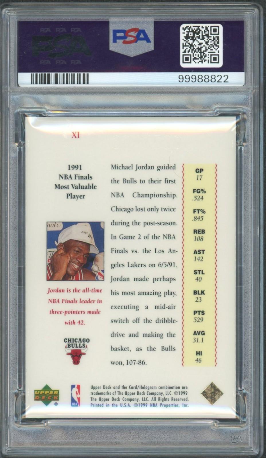 1999 UD Master Collection Michael Jordan #XI /500 PSA 8