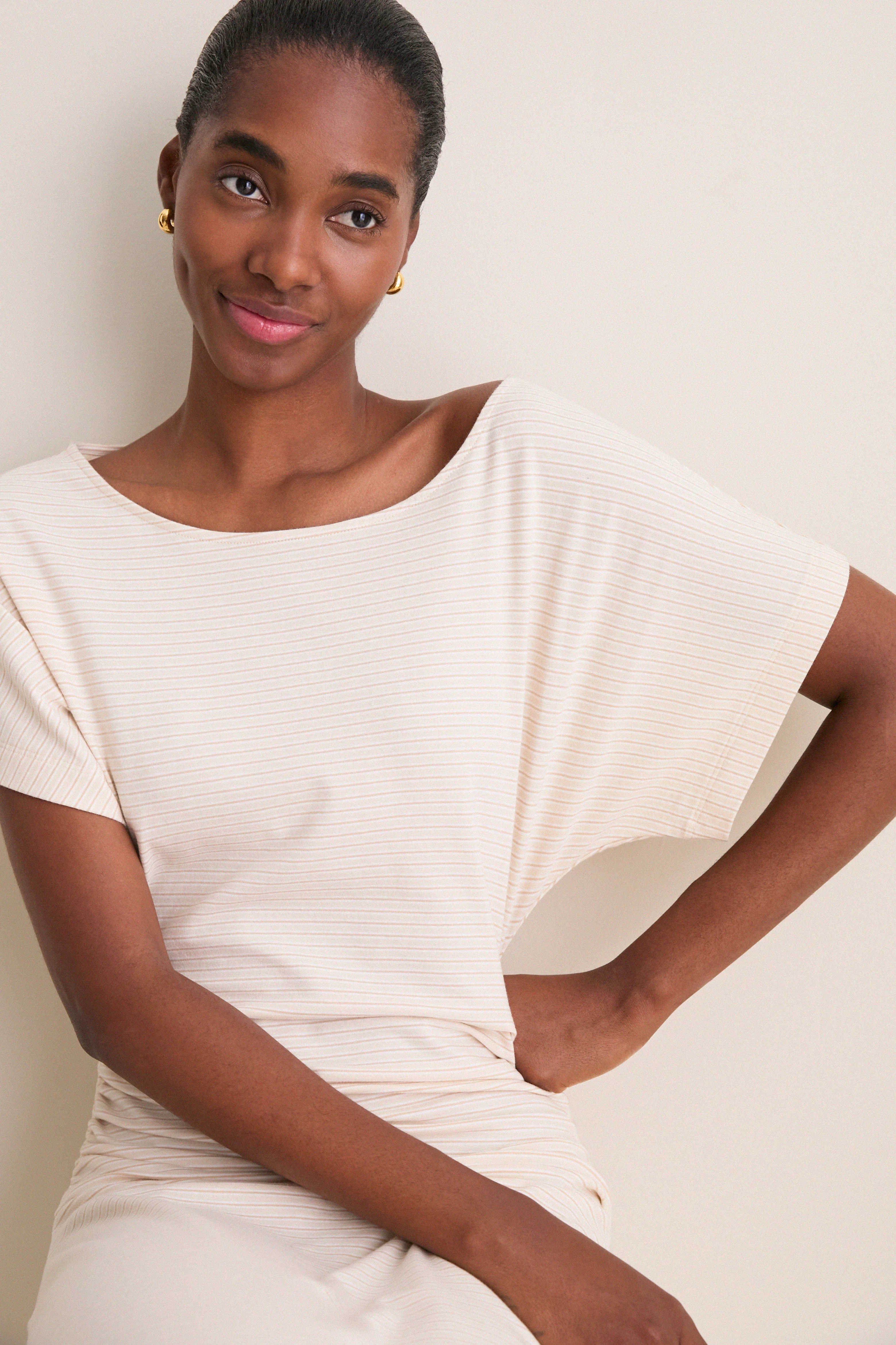 Cream Stripe Jersey Cassia Dress
