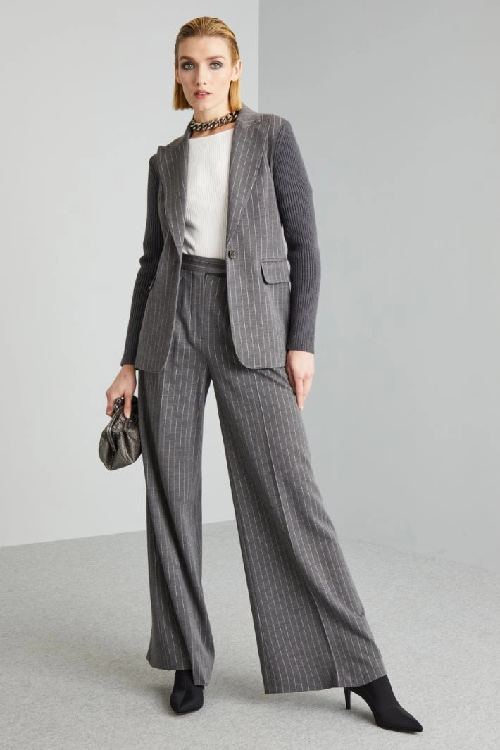 Blazer with knit inserts - GREY WHITE