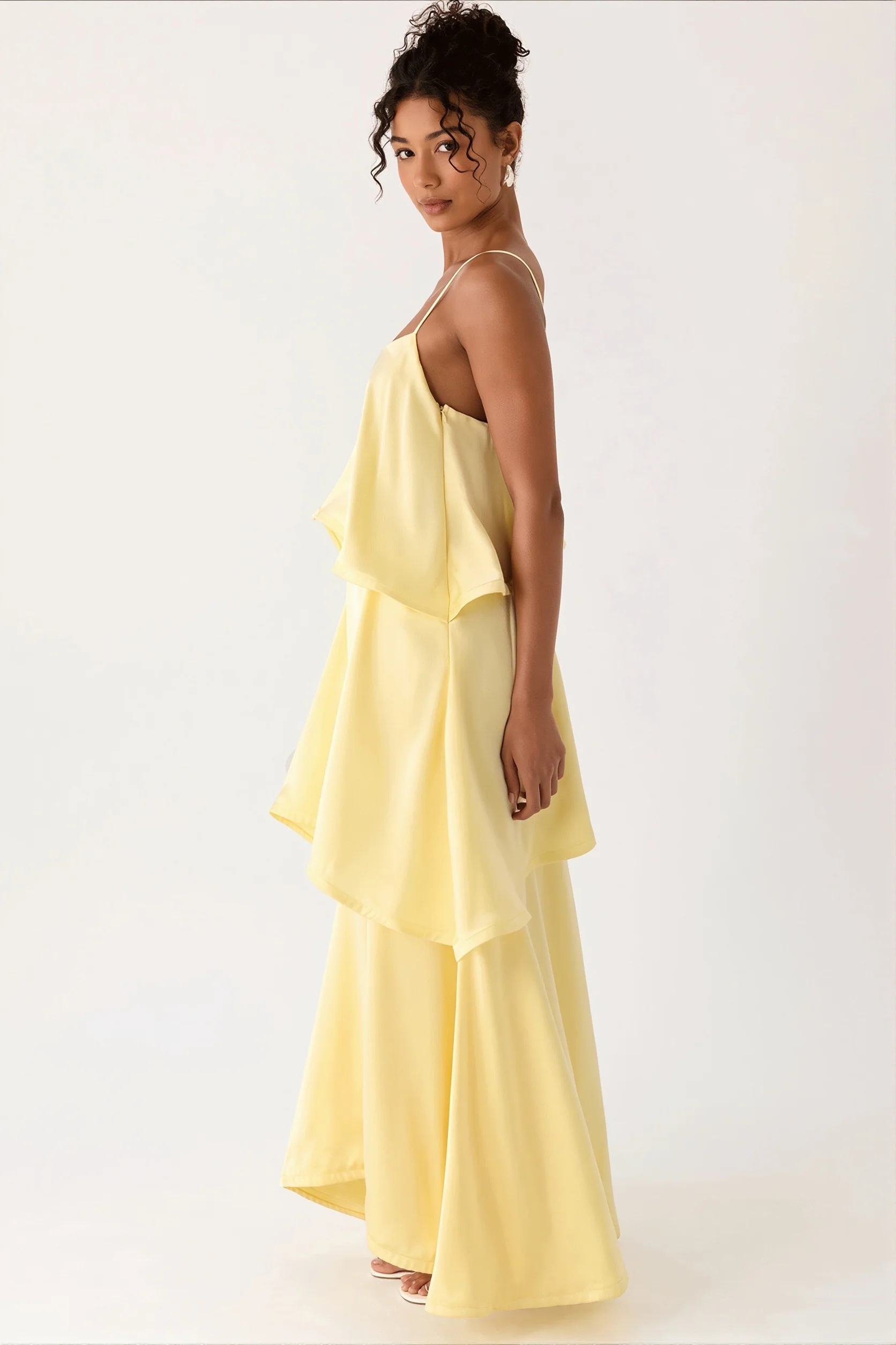 Solid Ruffle Tiered Loose Maxi Dress