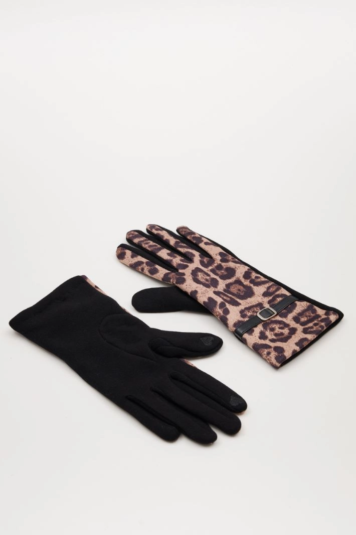 Animal print gloves - BLACK