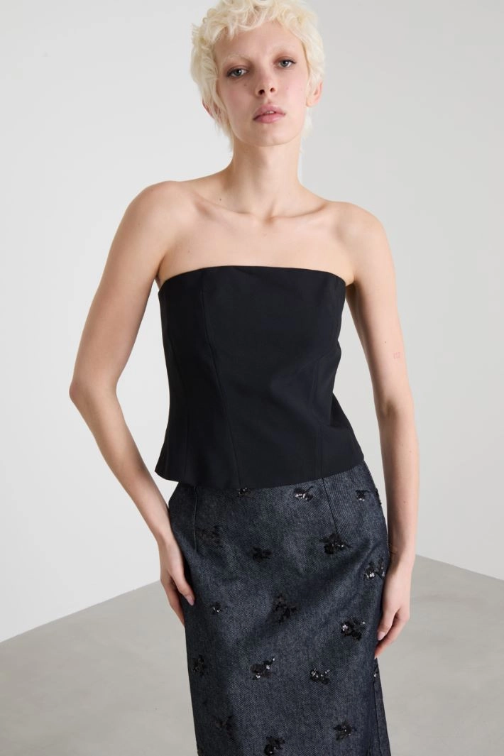 Crepe corset - BLACK