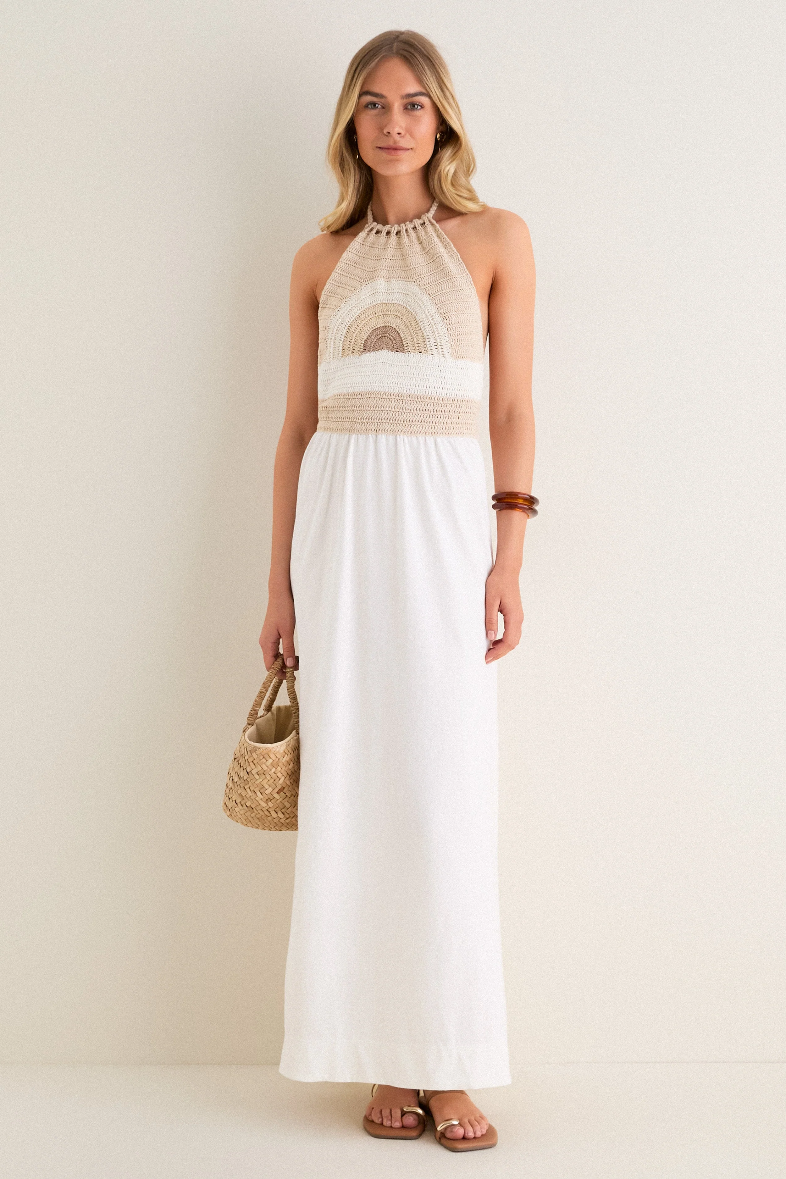 Off-White Sunset Crochet Maxi Dress