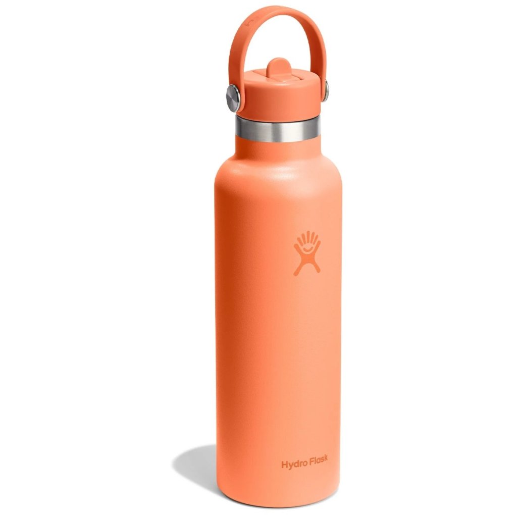 Hydro Flask 21oz Standard Mouth Insulated Bottle + Flex Straw Cap - 621ml - Nectar Orange