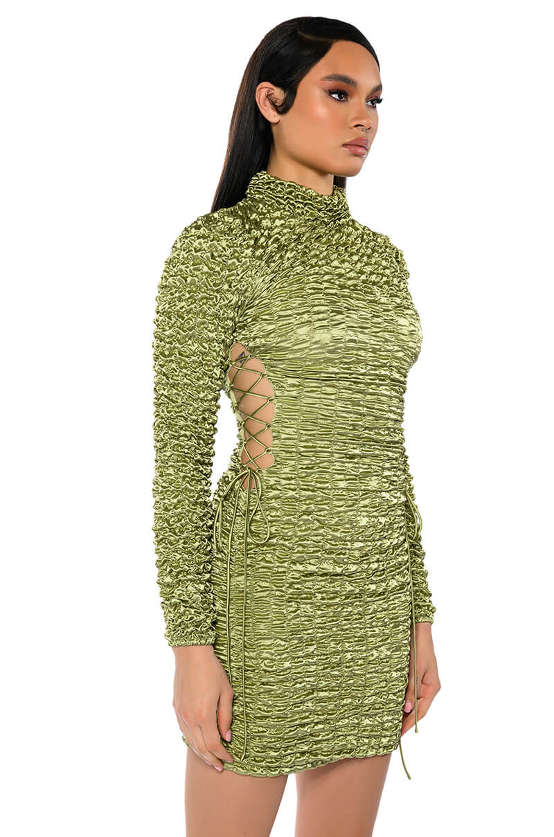 Beautiful Soul Bubble Stretch Long Sleeve Mini Dress