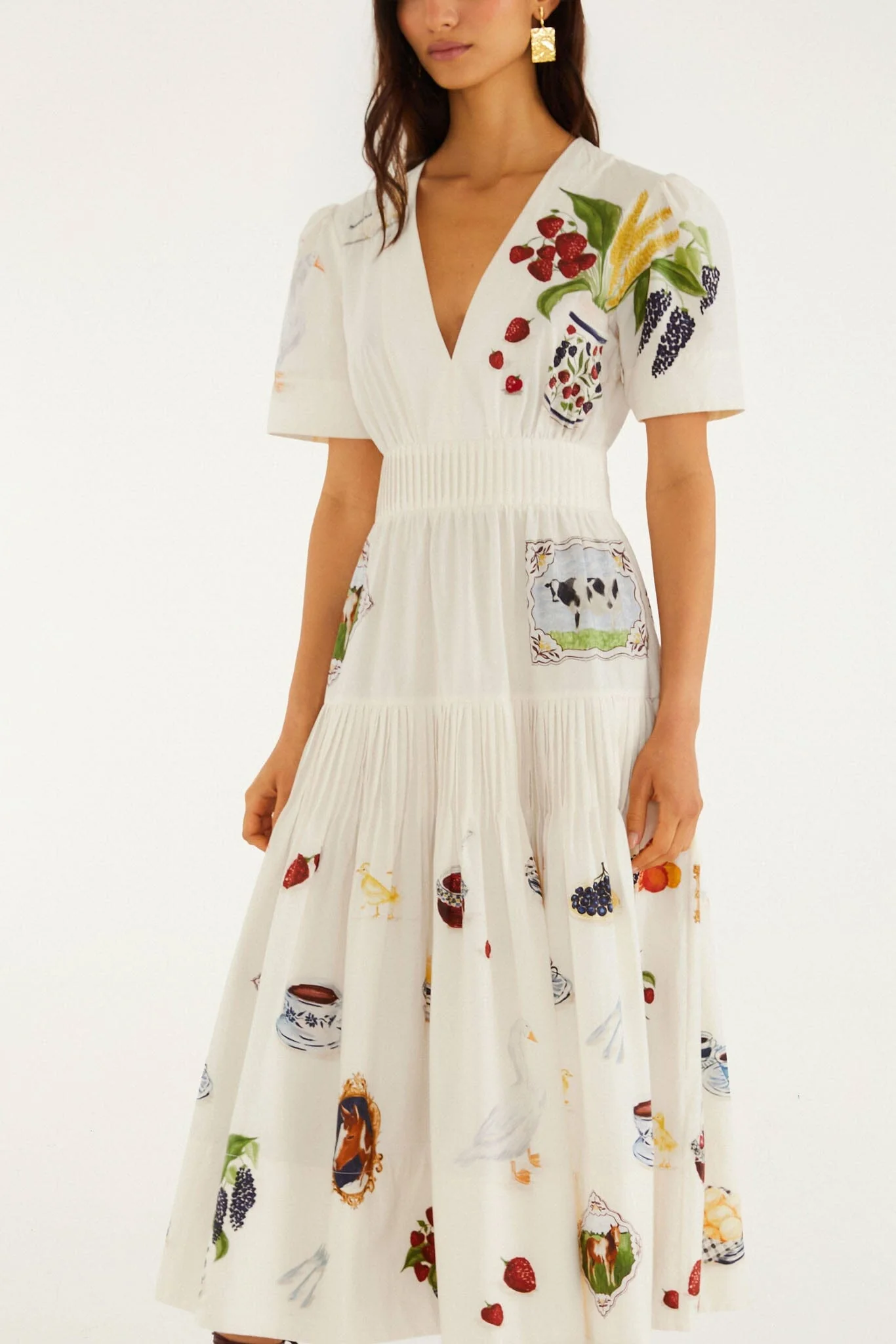 Country Table Winter Short Sleeve Midi Dress