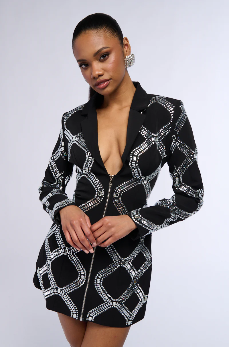 Look At Me Rhinestone Blazer Dress
