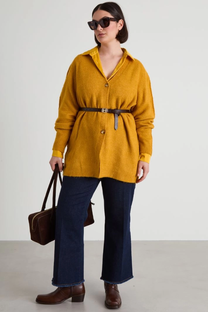 V-neck cardigan - OCHRE